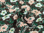 French Terry Everything is possible Blumen auf Dunkelbraun