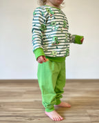 In-house production Cotton Jersey Little Dino on Green
