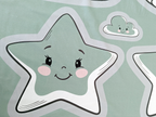 Baumwolljersey Panel Kissen Mond Wolken Sterne Mint