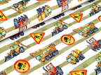Cotton Jersey Digital Construction Site Construction Vehicles Stripes Green/White