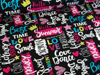 Eigenproduktion Baumwolljersey Magic Girl Summer auf Schwarz