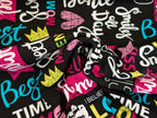 Eigenproduktion Baumwolljersey Magic Girl Summer auf Schwarz