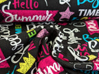 Eigenproduktion Baumwolljersey Magic Girl Summer auf Schwarz