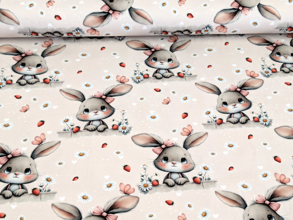 In-house production Cotton Jersey Bunny Girl Daisies