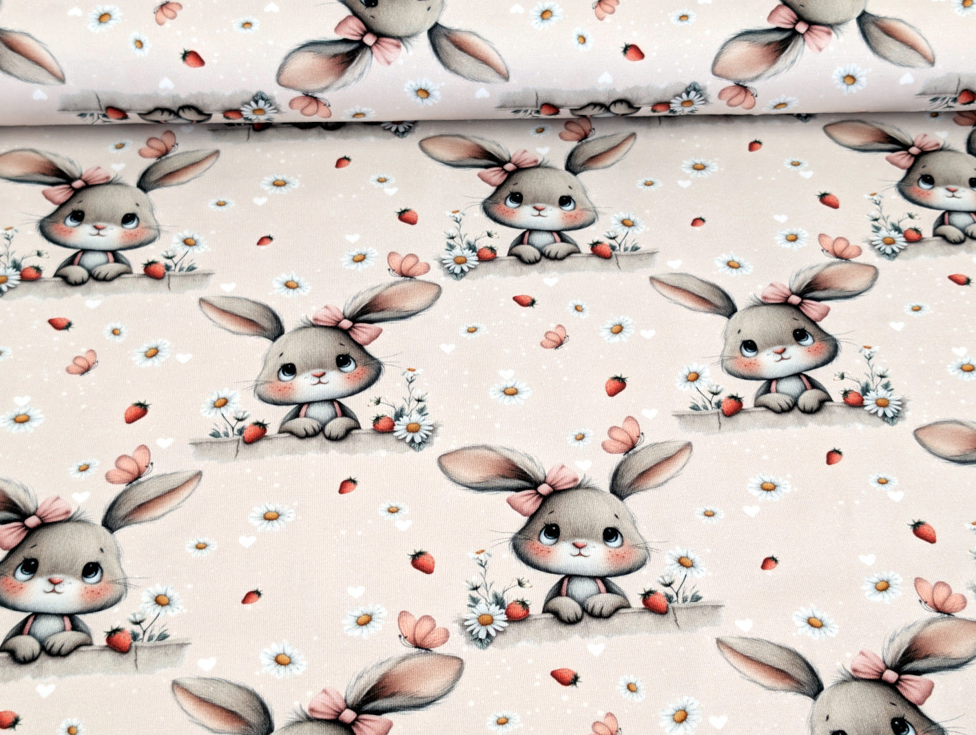 In-house production Cotton Jersey Bunny Girl Daisies