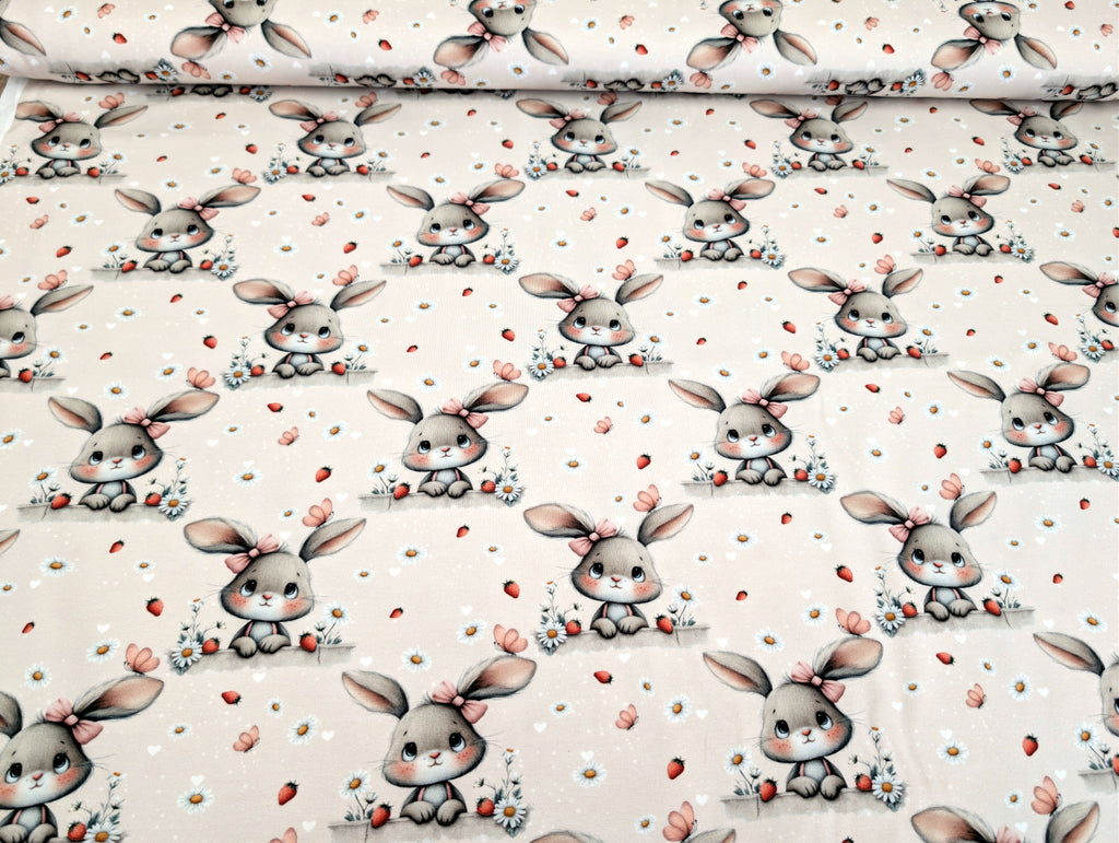 In-house production Cotton Jersey Bunny Girl Daisies