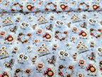In-house Production Cotton Jersey Daisy Meadow on Lilac/Light Blue