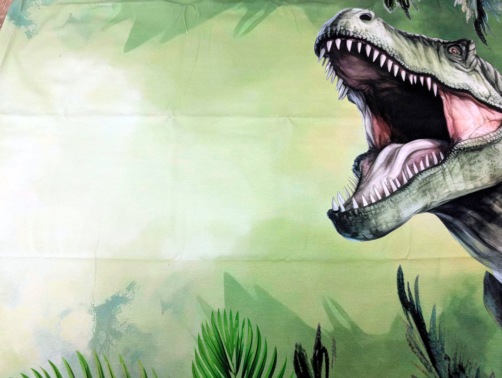 In-house Production Cotton Jersey Panel Dino Rex Palms 80 x 165 cm
