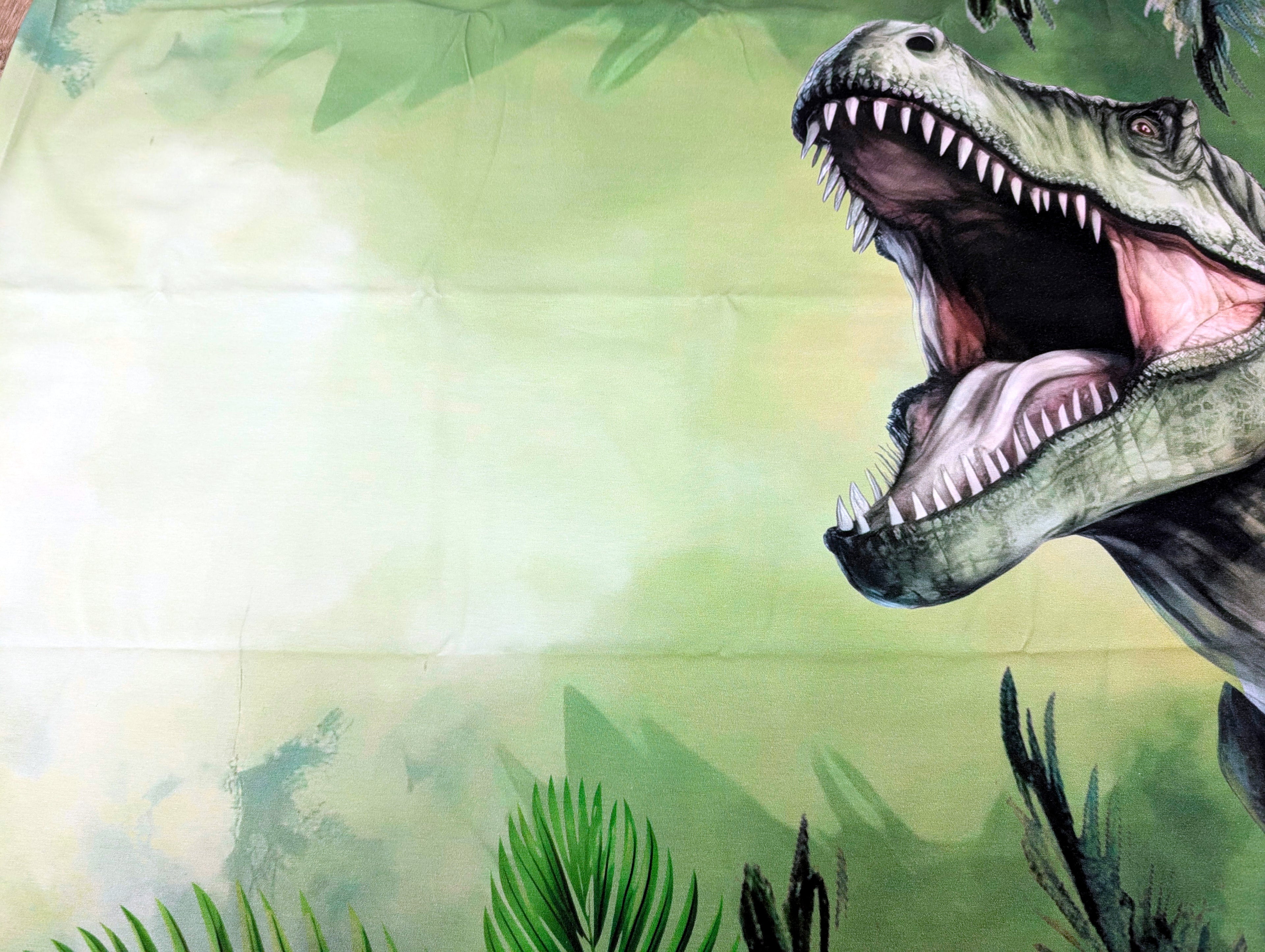 In-house Production Cotton Jersey Panel Dino Rex Palms 80 x 165 cm
