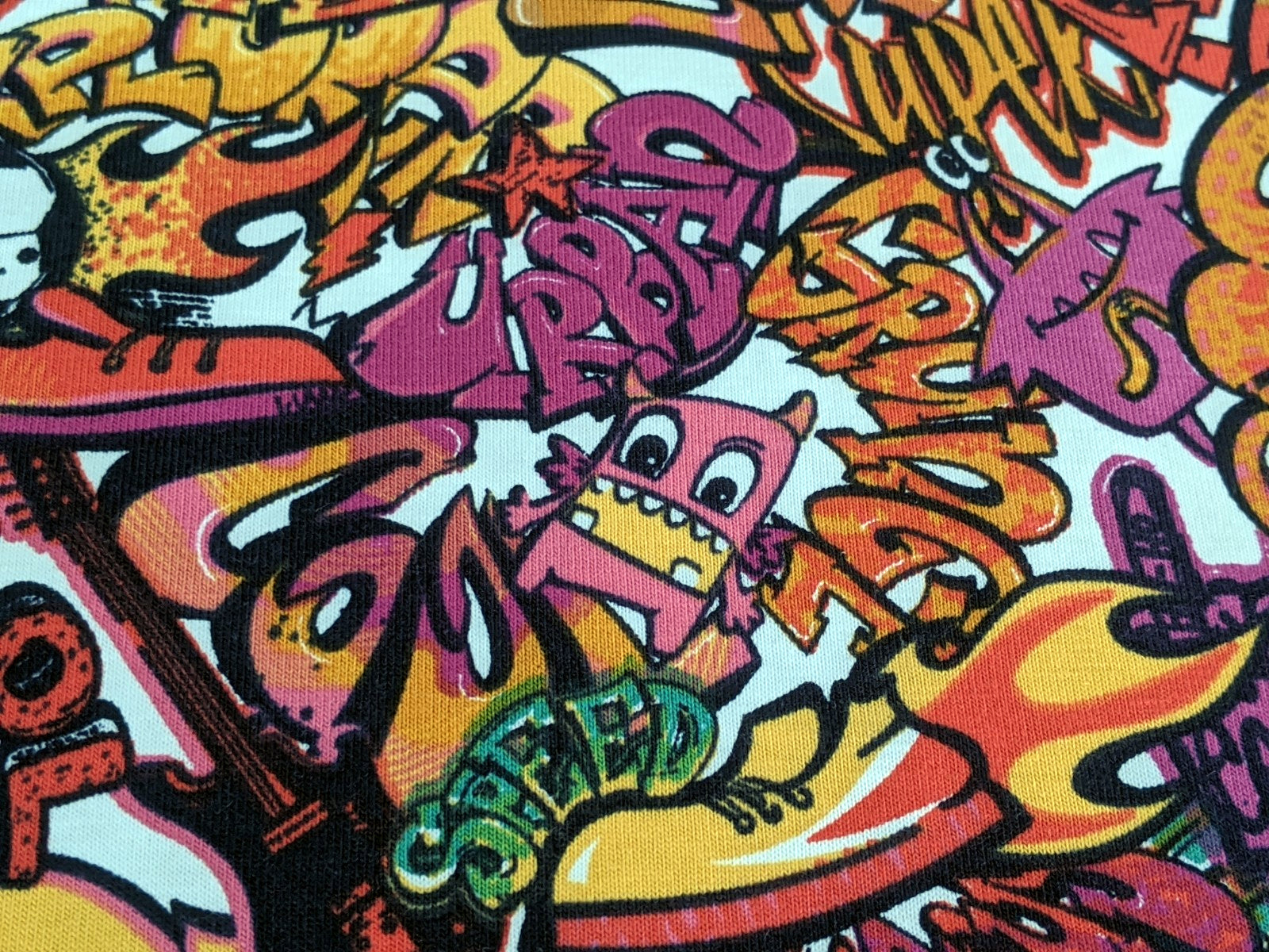Cotton Jersey Comic Graffiti Kids Soccer Pink
