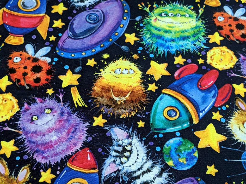 Cotton Jersey Space Cuddle Monster Night Blue