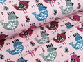 Cotton Jersey Birds on Light Pink