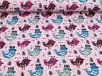 Cotton Jersey Birds on Light Pink