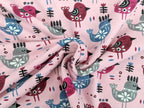 Cotton Jersey Birds on Light Pink