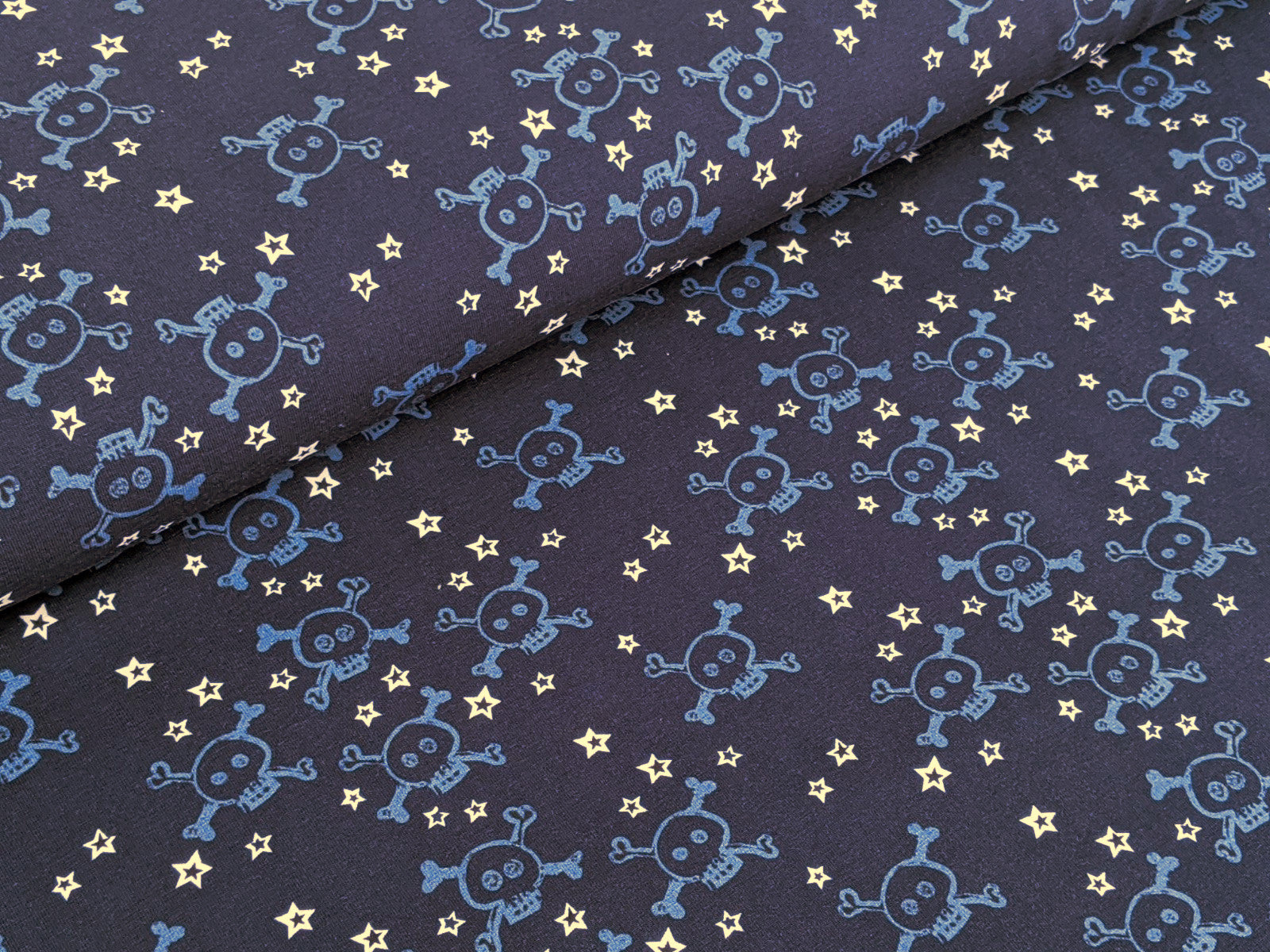 Cotton Jersey Mini Skulls Dark Blue