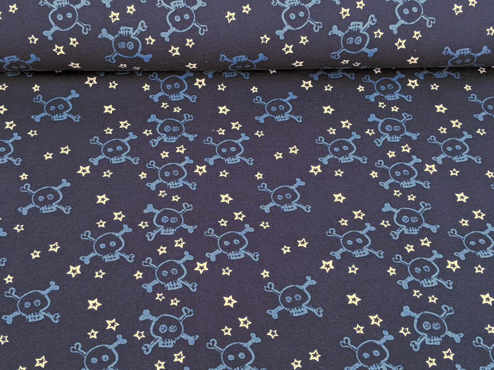 Cotton Jersey Mini Skulls Dark Blue