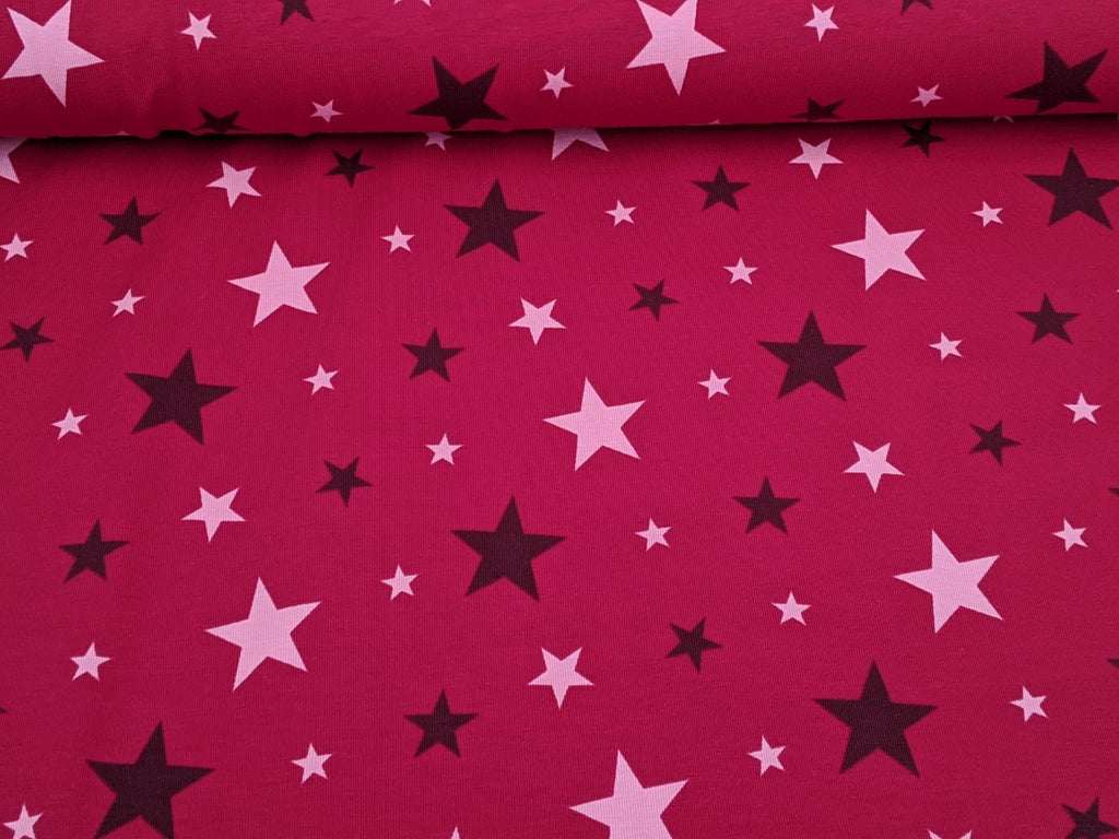 Cotton Jersey Stars on Dark Pink