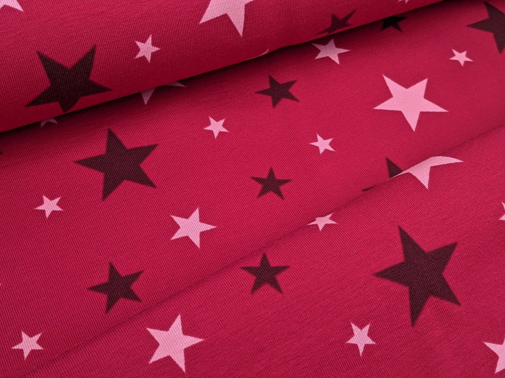 Cotton Jersey Stars on Dark Pink