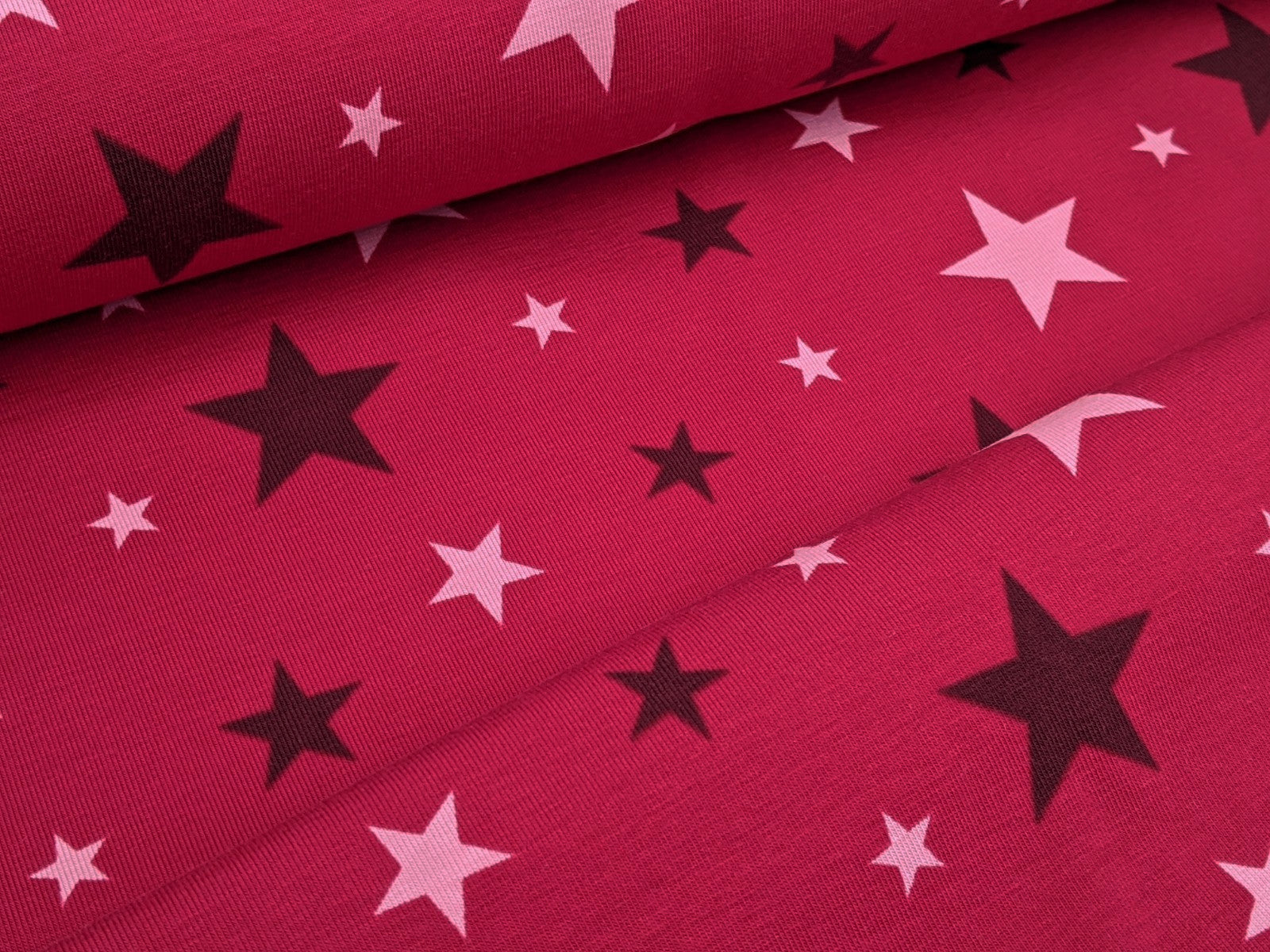 Cotton Jersey Stars on Dark Pink