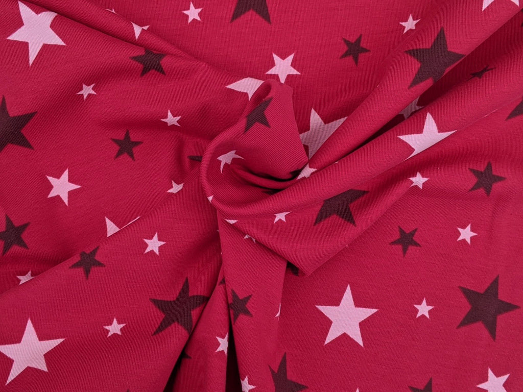Cotton Jersey Stars on Dark Pink