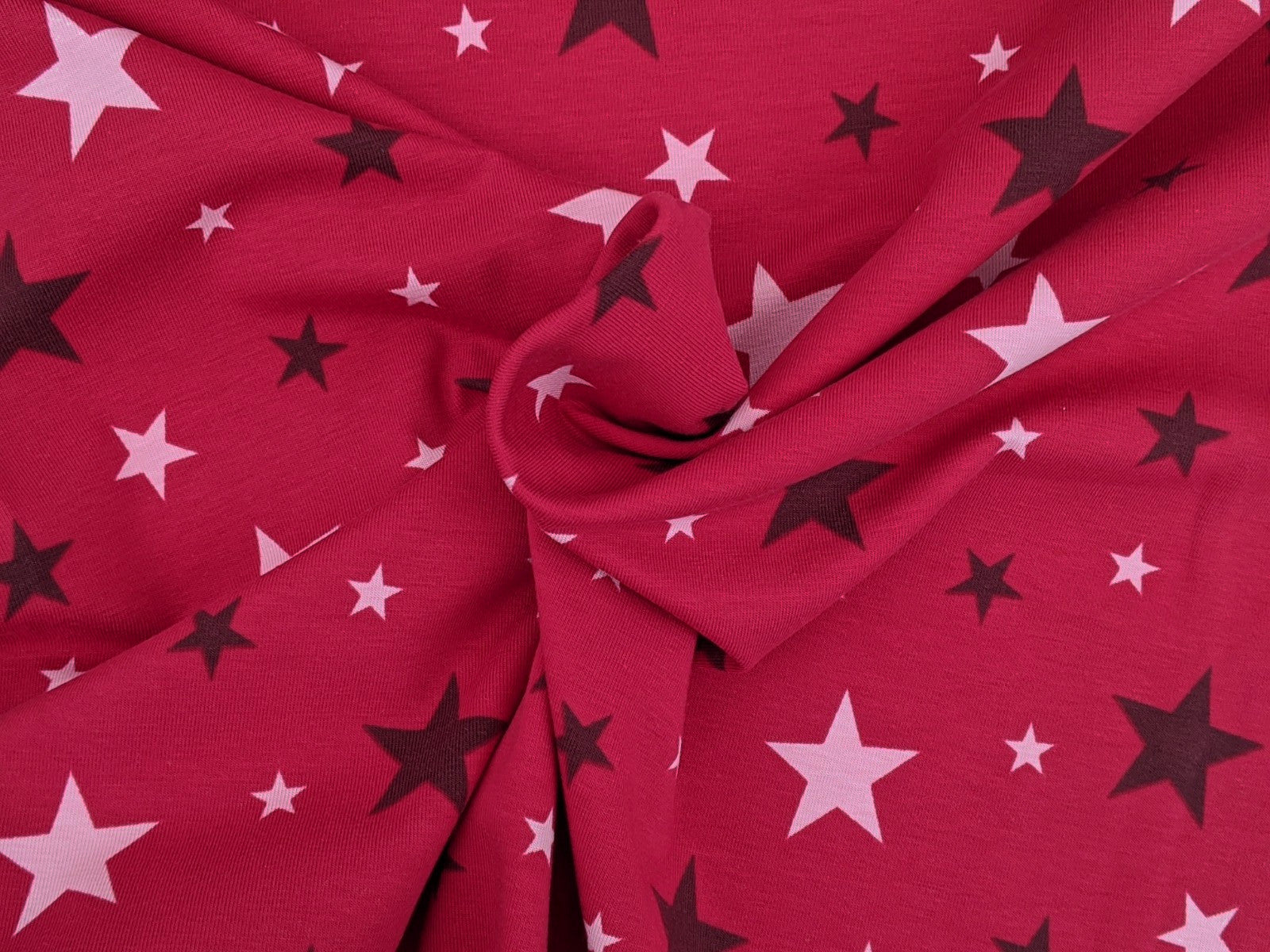 Cotton Jersey Stars on Dark Pink