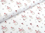 Baumwolljersey Familie Schneemann Schneeflocken Weiss