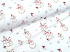 Baumwolljersey Familie Schneemann Schneeflocken Weiss