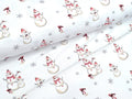 Baumwolljersey Familie Schneemann Schneeflocken Weiss
