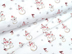 Baumwolljersey Familie Schneemann Schneeflocken Weiss