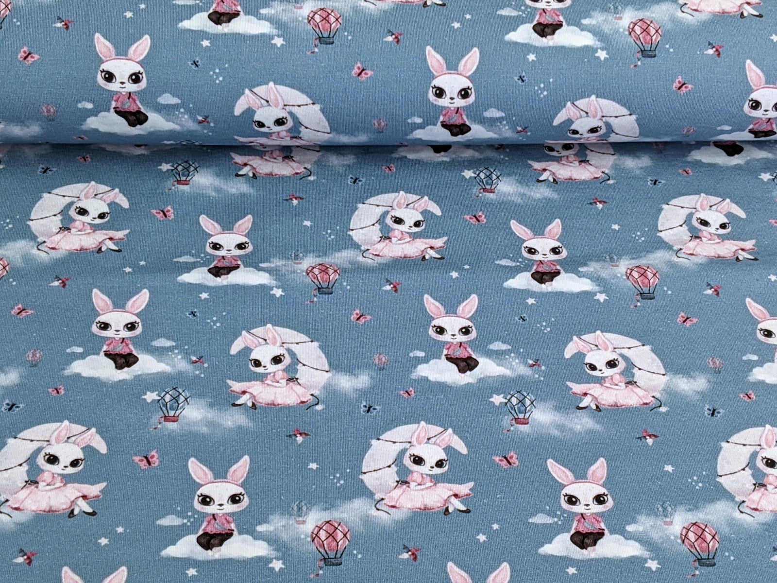 Cotton Jersey Sky Rabbit Denim Blue