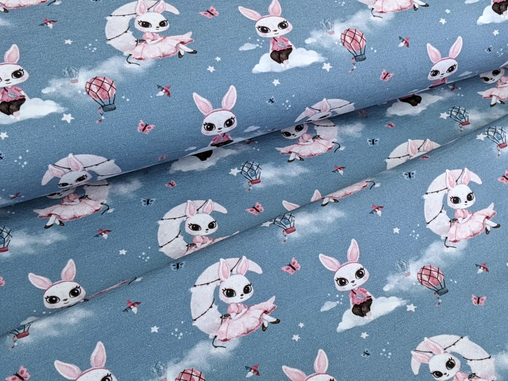 Cotton Jersey Sky Rabbit Denim Blue