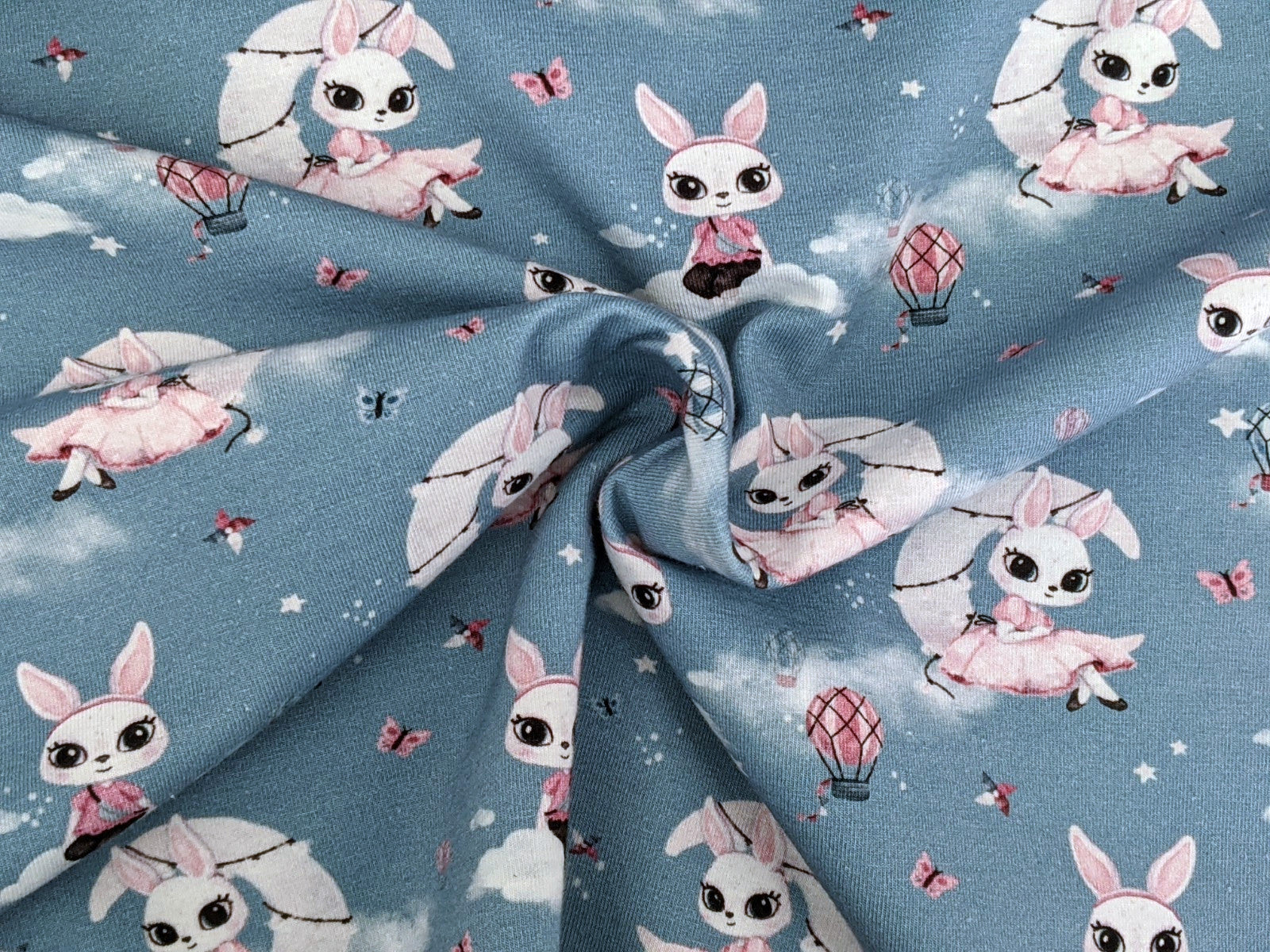 Cotton Jersey Sky Rabbit Denim Blue