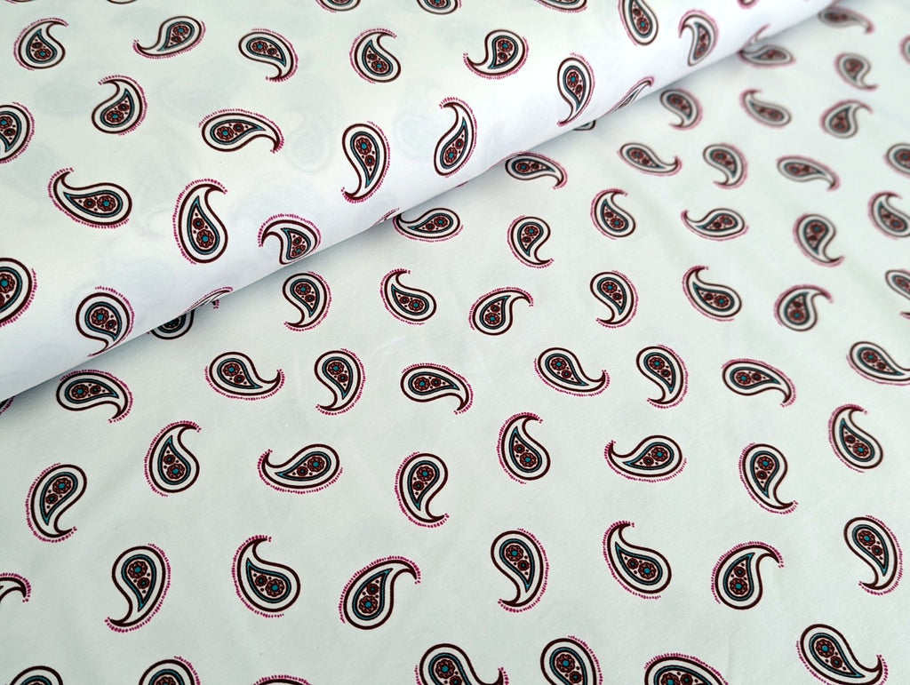 Cotton Jersey Paisley on Cream