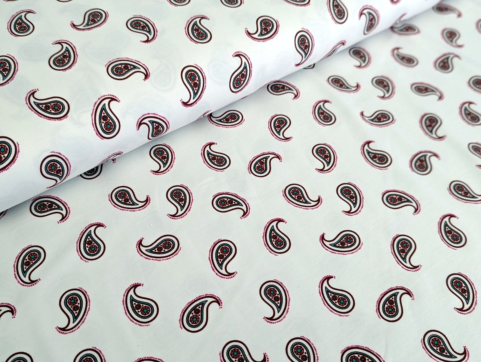 Cotton Jersey Paisley on Cream
