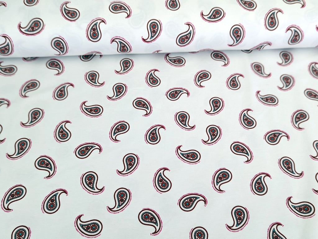 Cotton Jersey Paisley on Cream