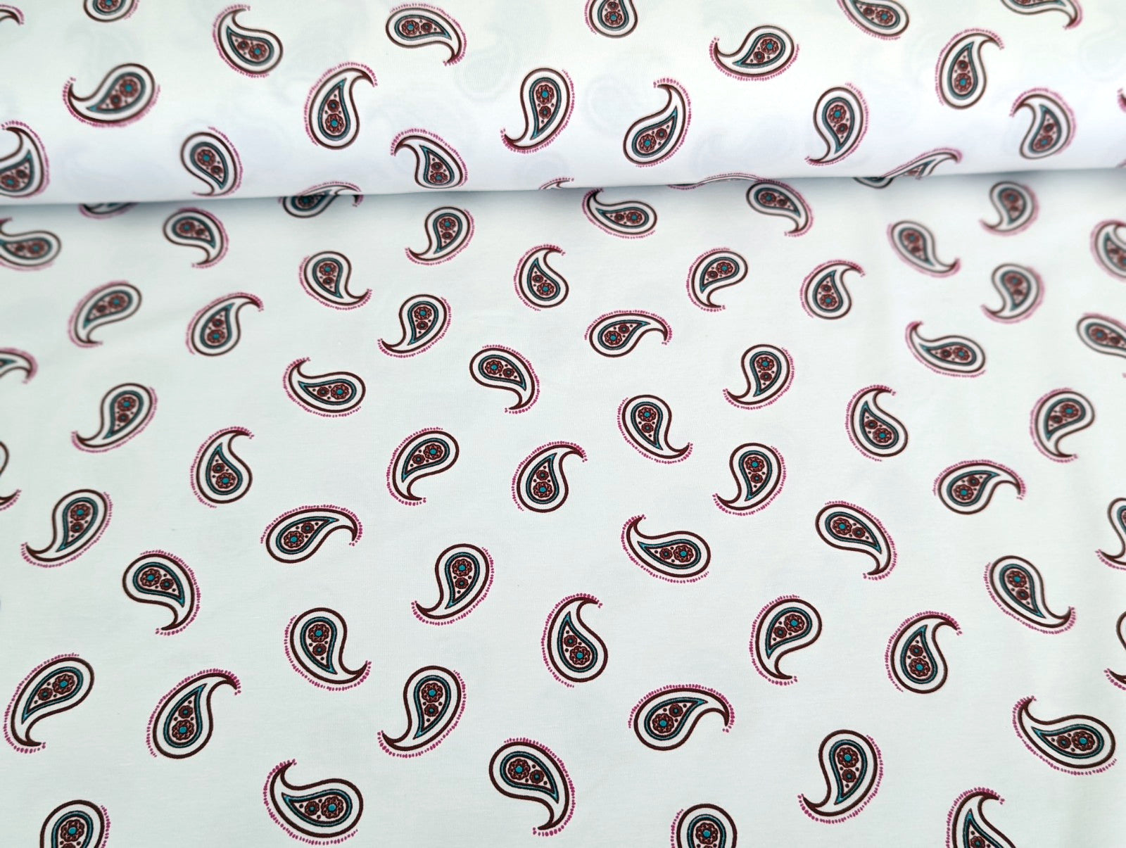 Cotton Jersey Paisley on Cream