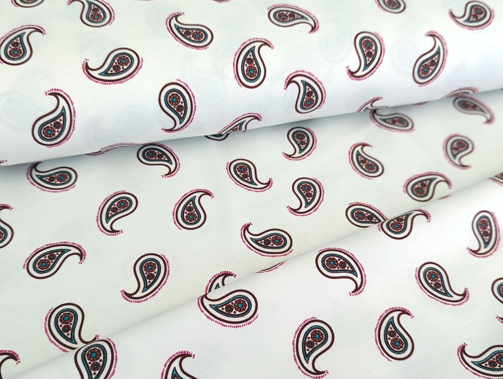 Cotton Jersey Paisley on Cream
