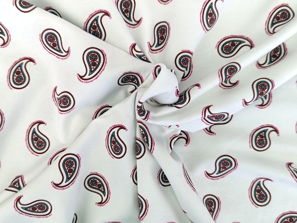 Cotton Jersey Paisley on Cream