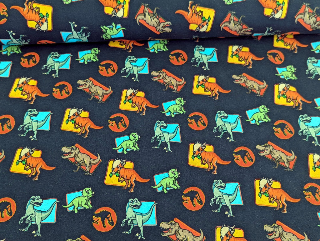 Baumwolljersey Digital Jurassic World Dunkelblau