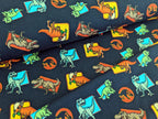 Baumwolljersey Digital Jurassic World Dunkelblau