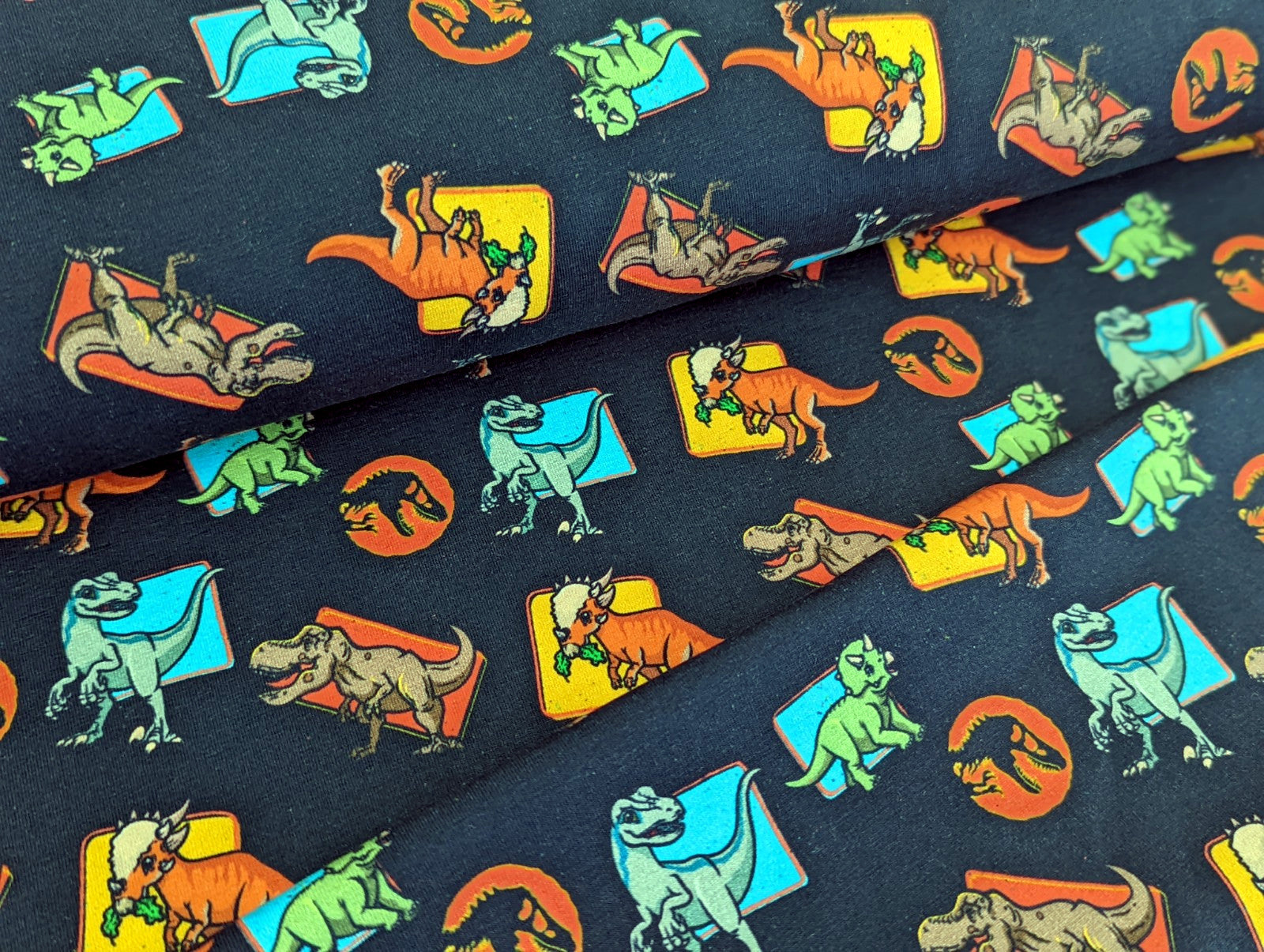 Baumwolljersey Digital Jurassic World Dunkelblau
