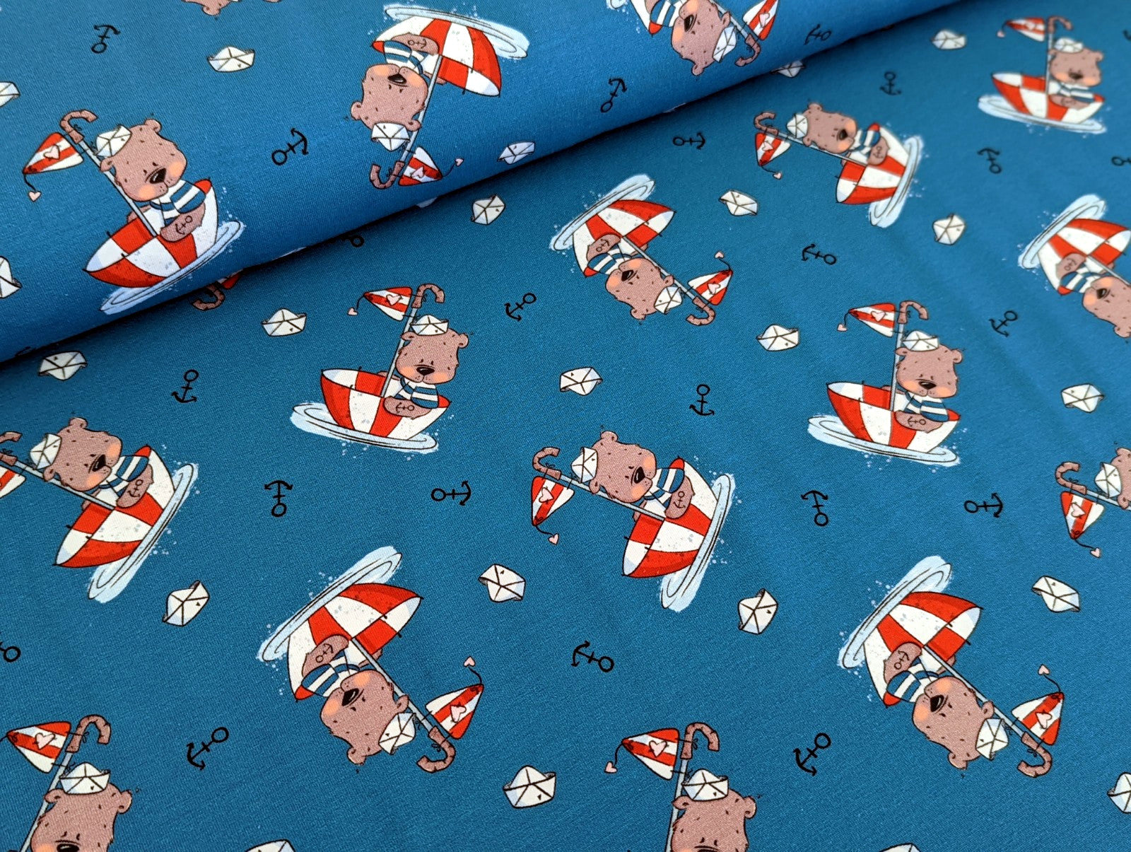 Cotton jersey Captain Globetrotter by Emmapünktchen Blue