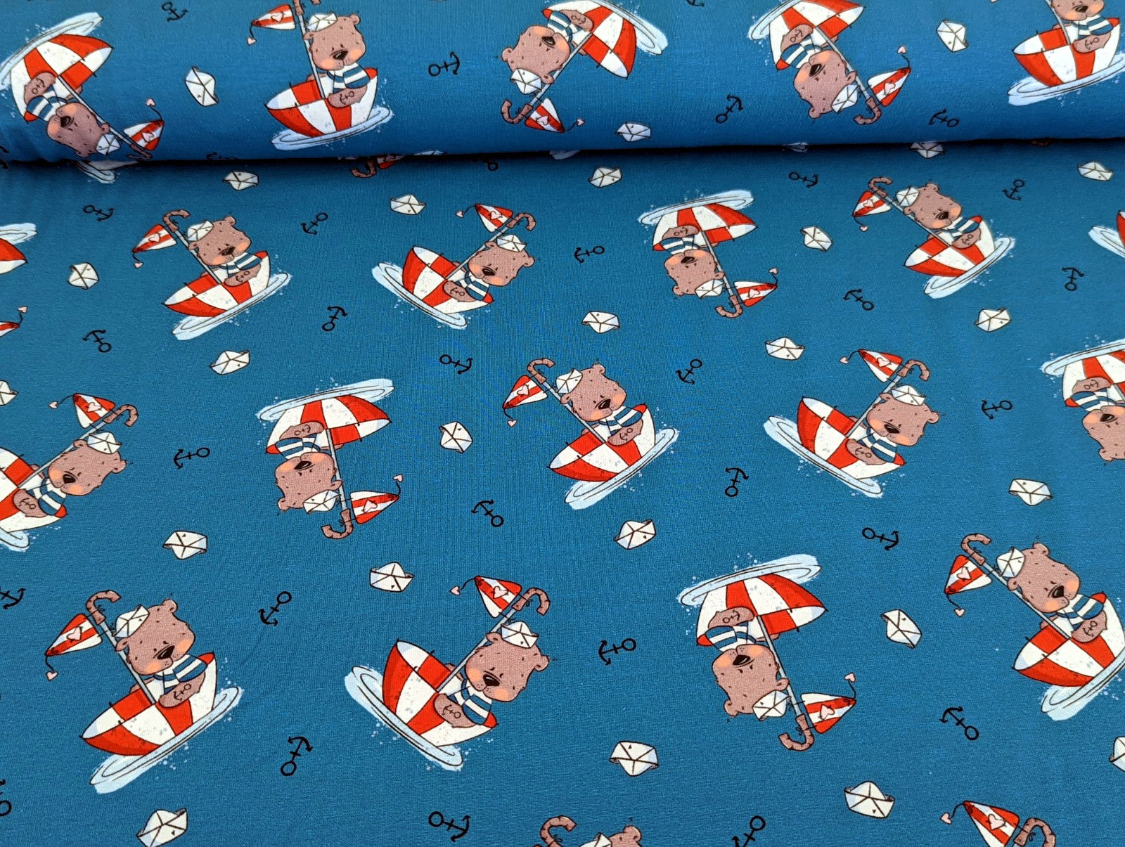 Cotton jersey Captain Globetrotter by Emmapünktchen Blue