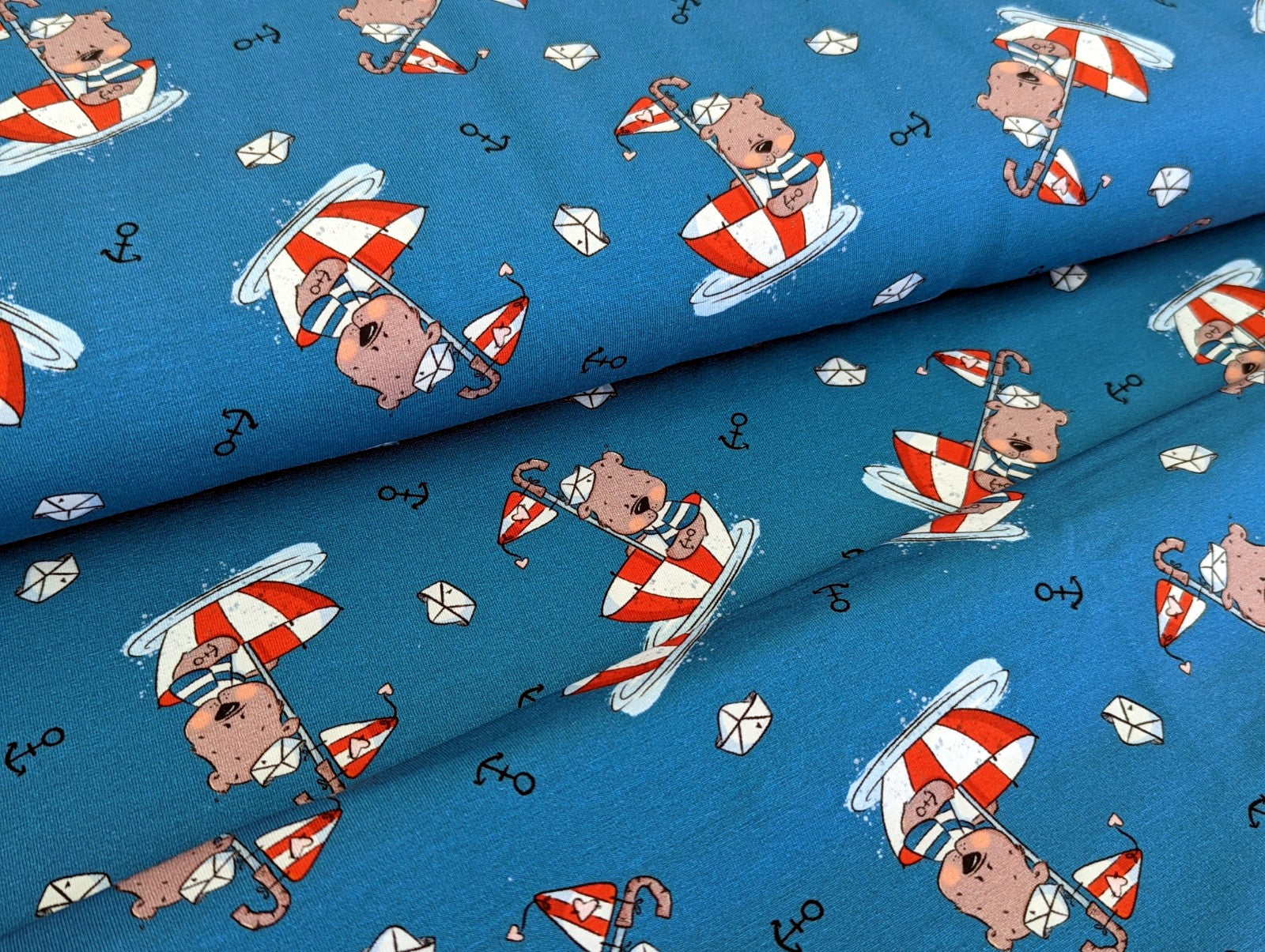 Cotton jersey Captain Globetrotter by Emmapünktchen Blue