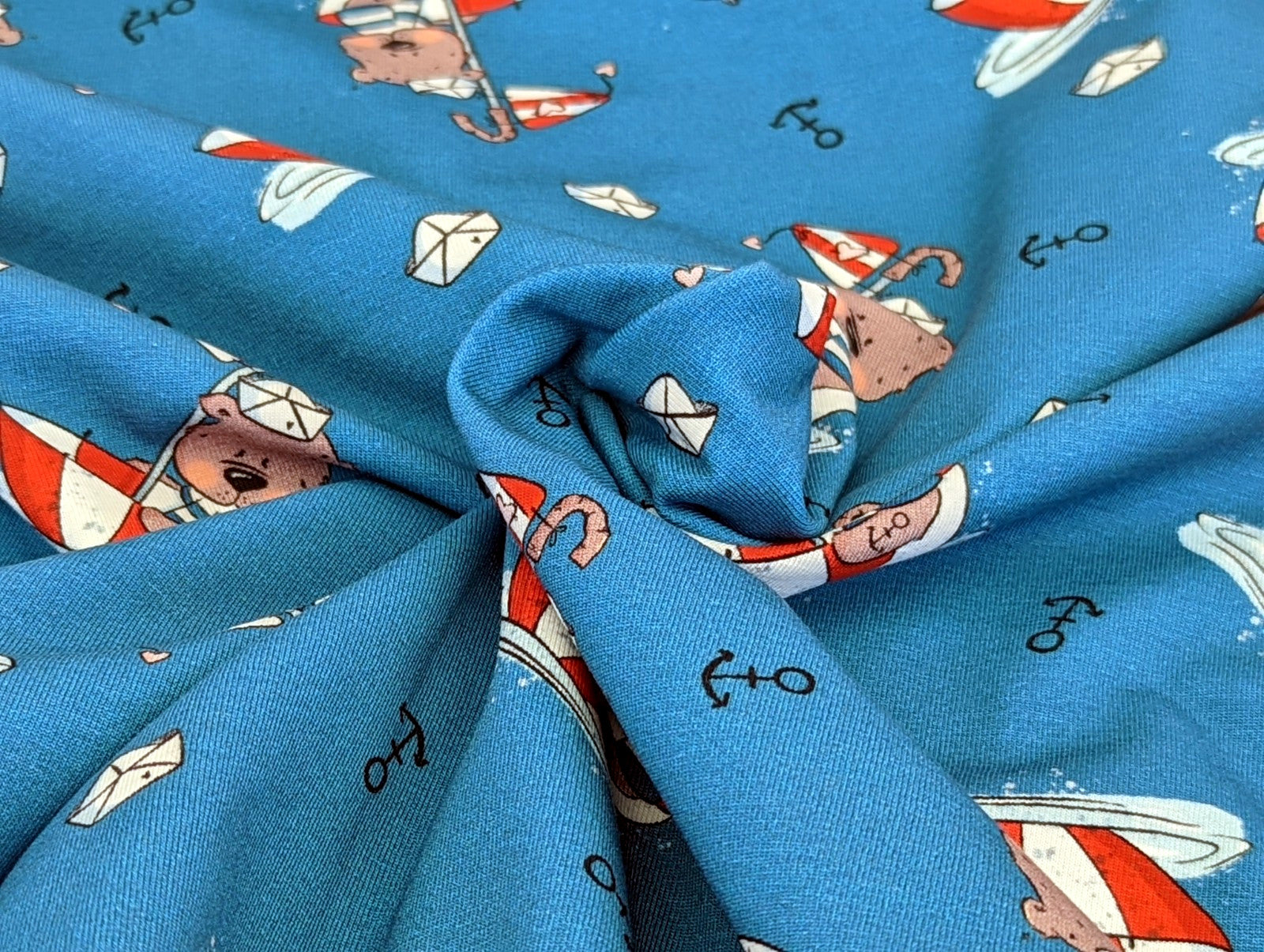 Cotton jersey Captain Globetrotter by Emmapünktchen Blue