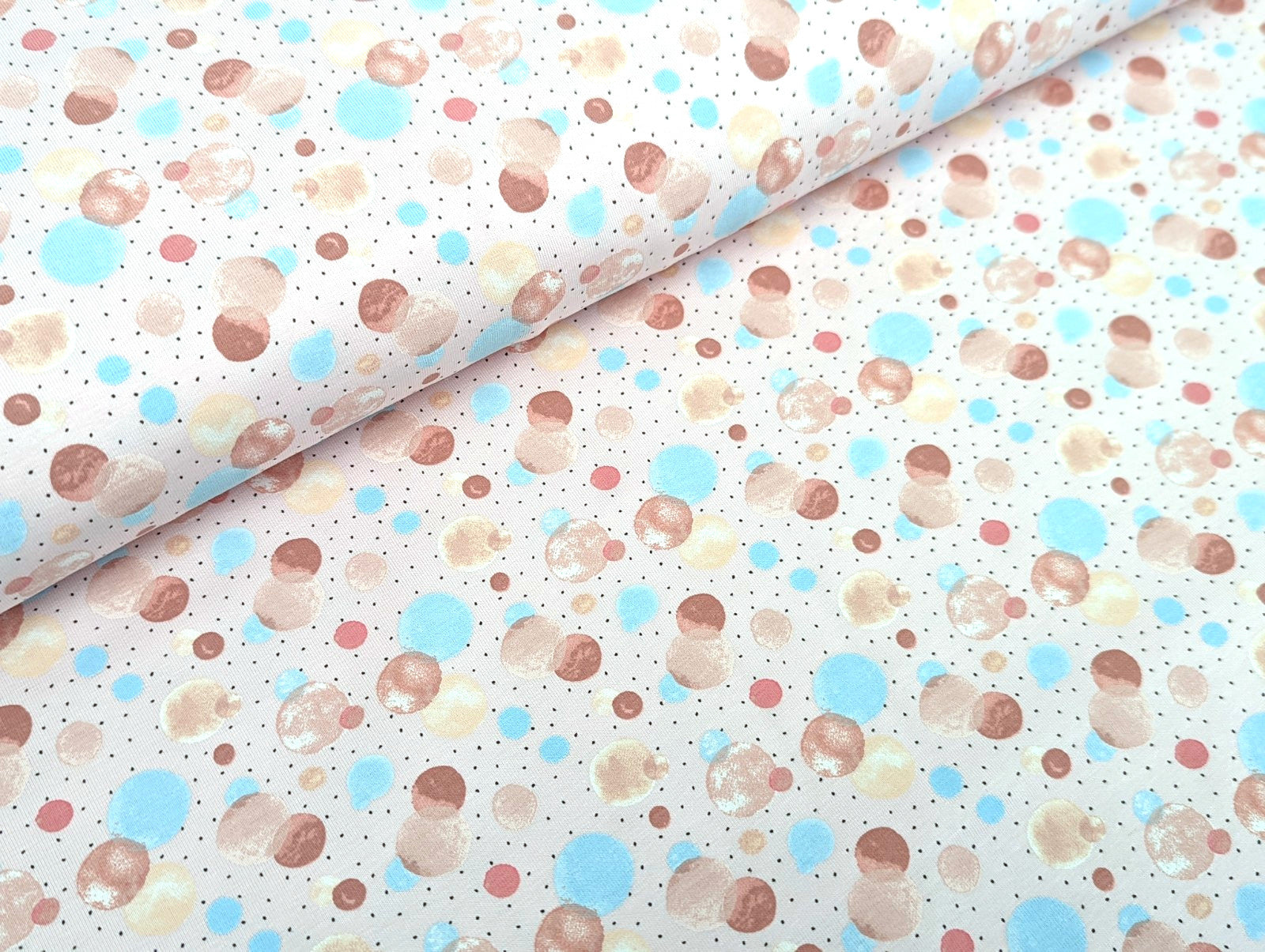 Cotton Jersey Small Circles Dots Pastel Light Pink