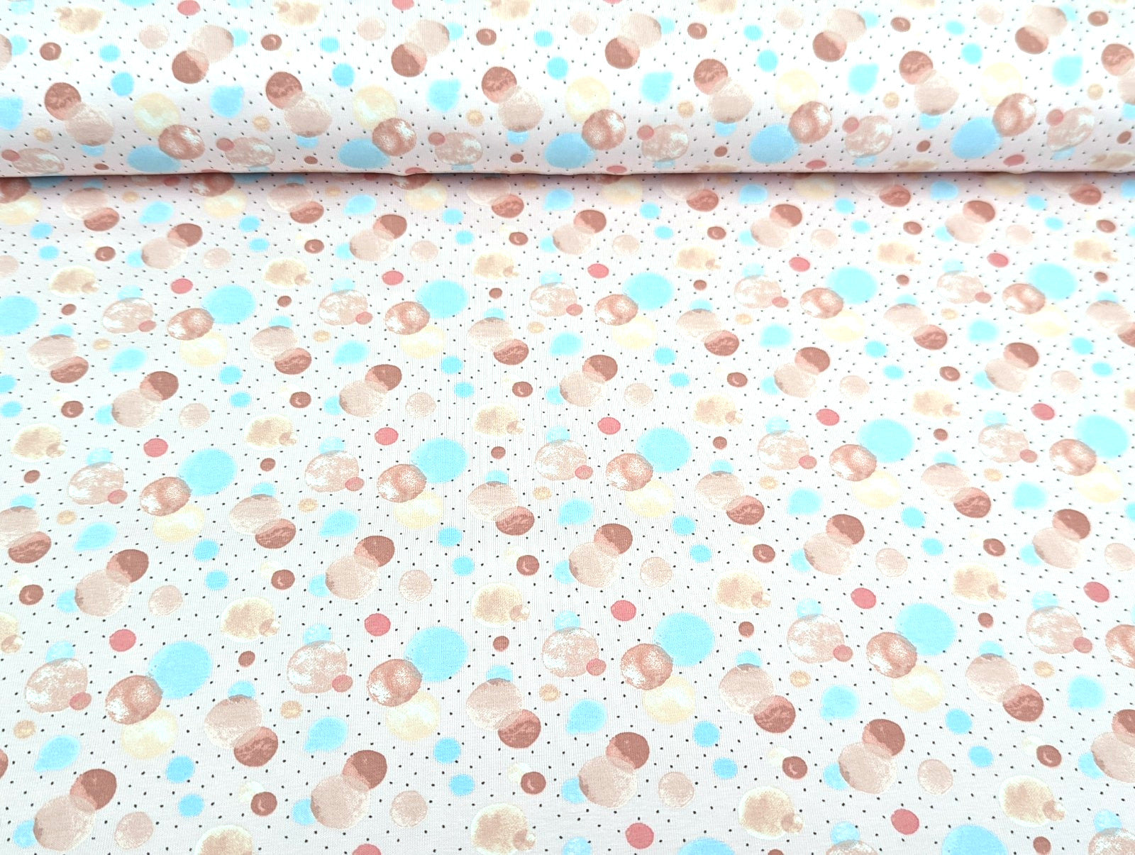 Cotton Jersey Small Circles Dots Pastel Light Pink