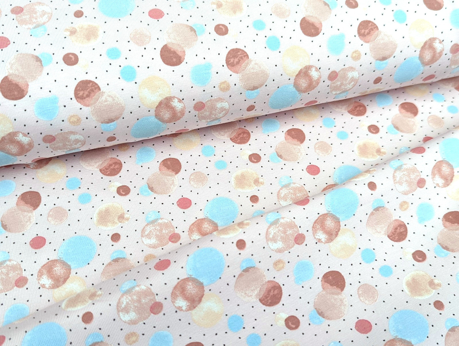 Cotton Jersey Small Circles Dots Pastel Light Pink