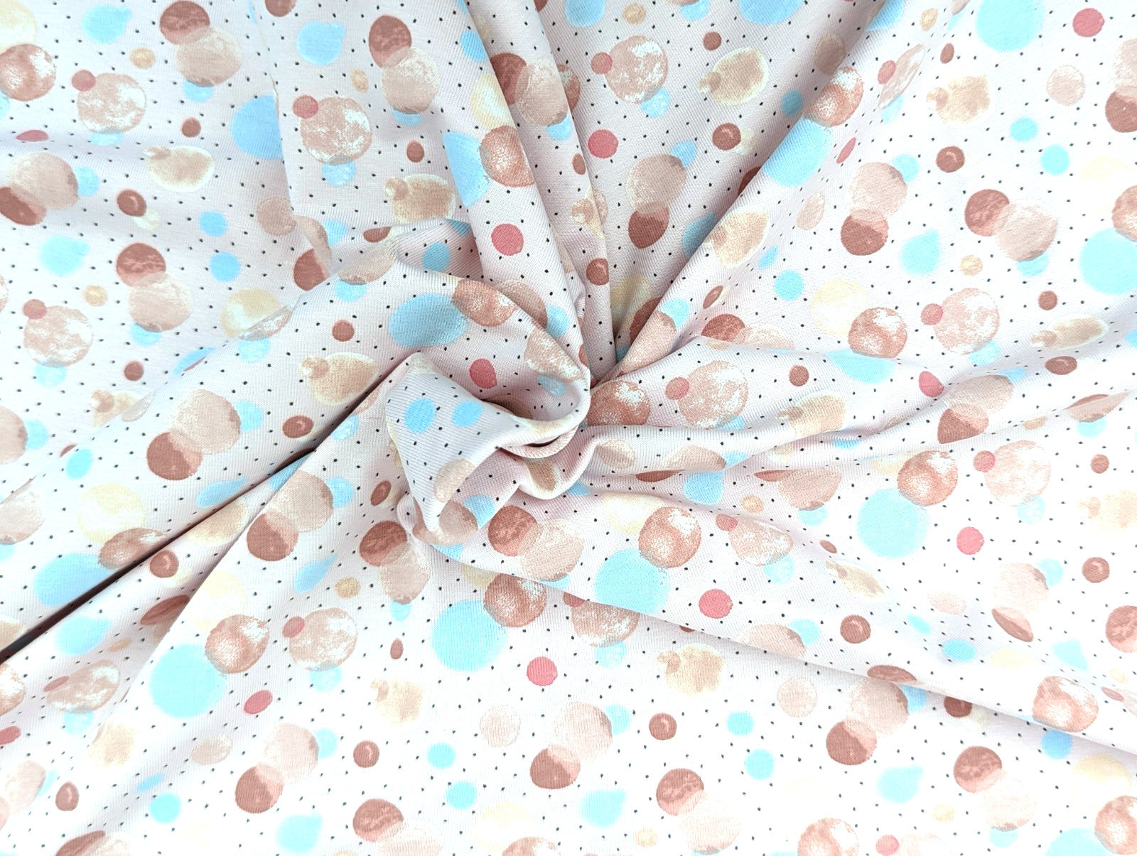 Cotton Jersey Small Circles Dots Pastel Light Pink