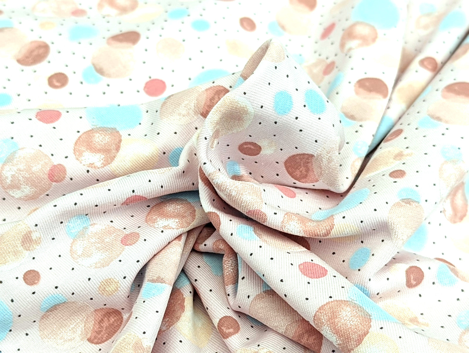 Cotton Jersey Small Circles Dots Pastel Light Pink